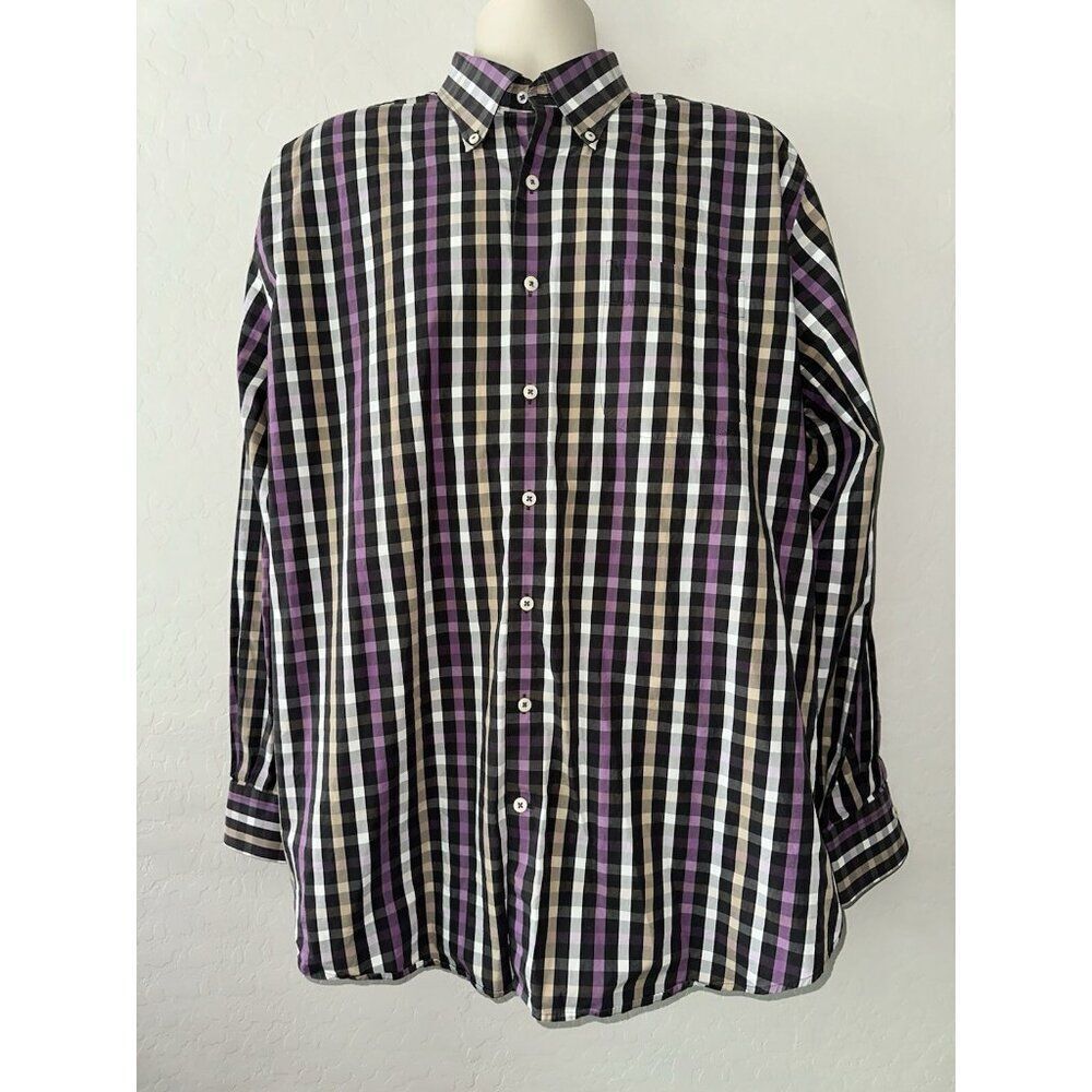 Peter Millar Crown Long‎ Sleeve Weekender Wash Check Button Shirt Size XL Office